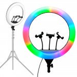 Wholesale RGB Light 18 inch Selfie Ring Light with 76 inch Tripod Stand & Cell Phone Holder for Live Stream, Makeup, YouTube Video, Photography TikTok, & More Compatible with Universal Phone (RGB)